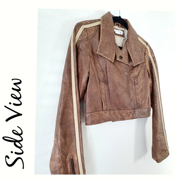Genuine Leather Brown Cropped Jacket - Picture 6 of 15